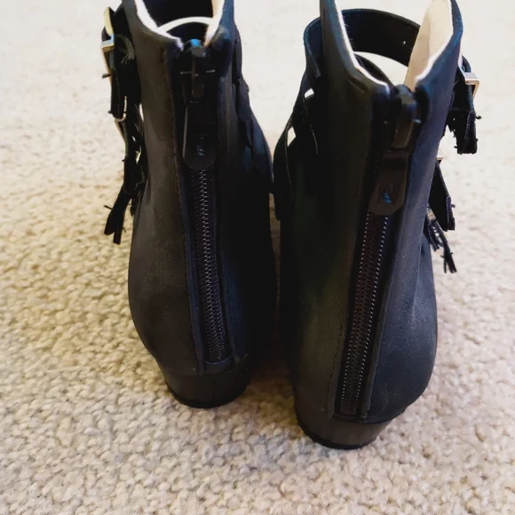 black faux suede buckled booties size 41 (9.5-ish US) - Picture 5 of 5